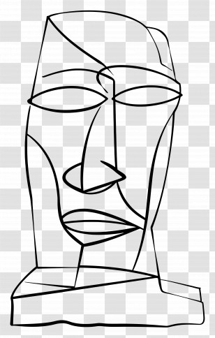 Sculpture Head - Minimalist Line Art Face Drawing Transparent PNG