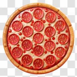 Top View Pizza - Delicious Pepperoni Pizza Transparent PNG