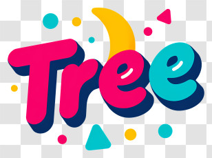 Tree - Playful Colorful 'Tree' Lettering Transparent PNG