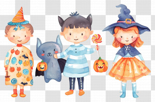 Halloween Kids - Kids In Adorable Halloween Costumes Transparent PNG