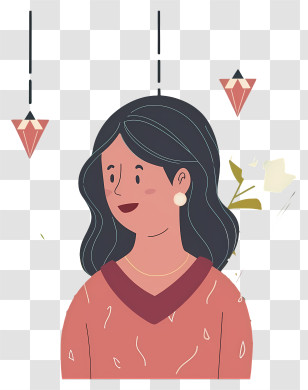 Woman - Illustrated Woman Portrait Transparent PNG