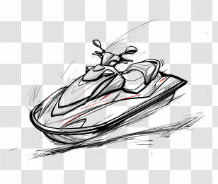 Jet Ski - Jet Ski Illustration On Water Transparent PNG
