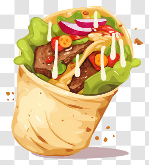 Burrito - Delicious Shawarma Wrap With Fresh Ingredients Transparent PNG