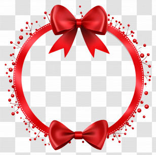 Ribbon Border - Red Circular Ribbon With Bows Transparent PNG