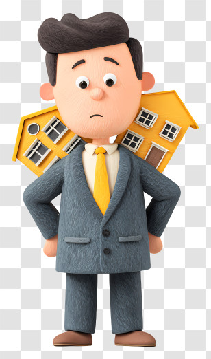 Businessman Facing Real Estate Risk - Businessman With House On Shoulder Transparent PNG