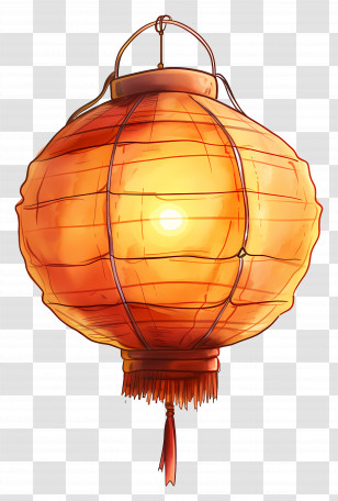 Chinese Lantern - Traditional Orange Lantern For Chinese Festivals Transparent PNG