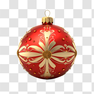 Christmas Ball - Christmas Tree Ornament With Gold Design Transparent PNG