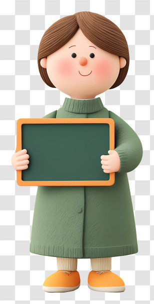 Teacher Teaching In Class - Girl Holding Blackboard Transparent PNG