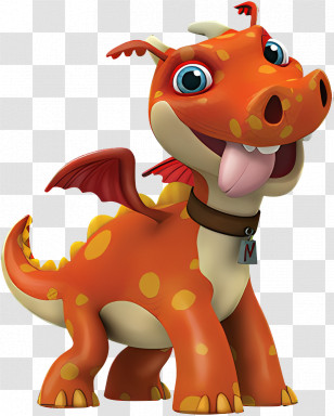 Cartoon Character - Cute Cartoon Orange Dragon Character Transparent PNG