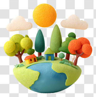 Spreading Environmental Awareness - Miniature World With Trees And Houses Transparent PNG