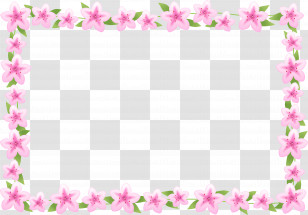 Flower Frame - Floral Frame With Pink Flowers Transparent PNG