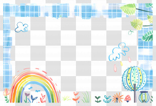Cute Frame - Rainbow And Childlike Sketches Frame Transparent PNG