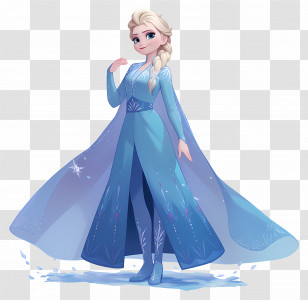 Frozen Elsa Princess - Animated Princess In Elegant Blue Dress Transparent PNG