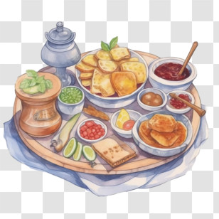 Malay Cuisine
 - Delicious Food Platter With Various Snacks Transparent PNG