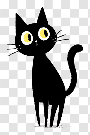 Black Cat Outline - Black Cat With Yellow Eyes Transparent PNG