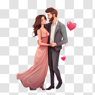 Wife Appreciation Day - Romantic Couple With Heart Balloons Transparent PNG