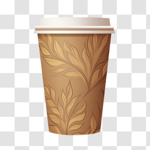 Paper Coffee Cup - Decorative Coffee Cup With Embossed Leaf Design Transparent PNG