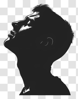 Man Face Silhouette - Silhouette Of A Person Looking Upwards Transparent PNG