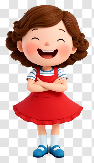 Little Girl Dancing - Happy Little Girl Cartoon Transparent PNG