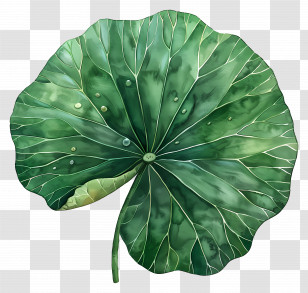 Lotus Leaf - Green Lotus Leaf With Water Droplets Illustration Transparent PNG