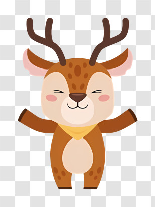 Cartoon Deer - Happy Cartoon Deer Smiling Transparent PNG