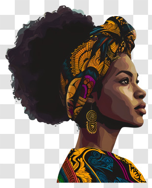 Black History Month - Colorful Portrait Of A Woman With Headwrap Transparent PNG