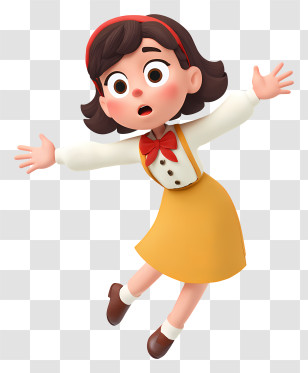 Cartoon Girl In School - Surprised Girl In Yellow Dress Transparent PNG