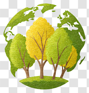 Globe With Trees - Green Earth With Trees For Environmental Awareness Transparent PNG