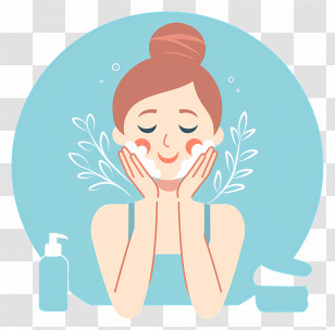 Girl Cleaning Face - Refreshing Face Wash Routine Transparent PNG