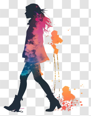 Taylor Swift Silhouette - Colorful Silhouette Of A Walking Woman Transparent PNG