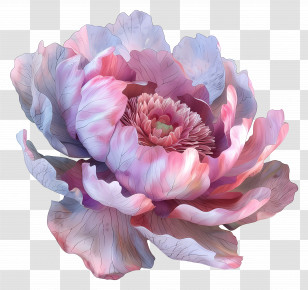 Peony Flower - Beautiful Pink Peony Flower Illustration Transparent PNG