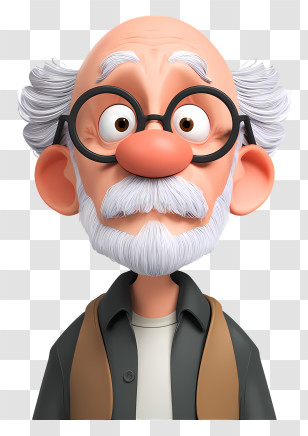 Old Man Avatar - Cartoon Old Man With Glasses And Beard Transparent PNG