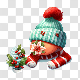 Winter Hat - Cute Winter Character With Hat And Scarf Transparent PNG