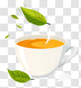 Tea - Cup Of Hot Tea With Leaves Transparent PNG
