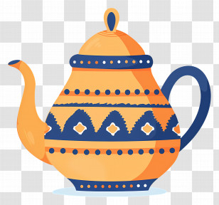 Tea Pot - Orange And Blue Teapot Transparent PNG