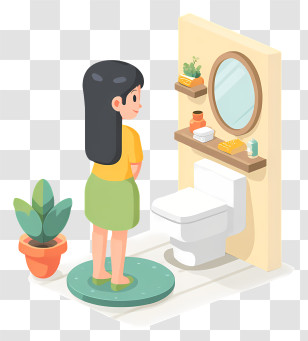 Woman In Bathroom - Girl In Bathroom Looking At Mirror Transparent PNG