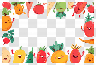 Food Background - Smiling Cartoon Vegetables Frame Transparent PNG