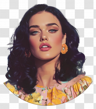 Katy Perry - Vibrant Woman In Floral Dress Transparent PNG