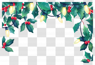 Christmas Background - Christmas Frame With Holly And Glowing Lights Transparent PNG