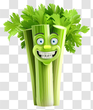 3d Cartoon Vegetable - Happy Celery Animated Character Transparent PNG