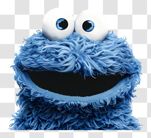 Cookie Monster - Blue Furry Monster Character With Big Eyes Transparent PNG