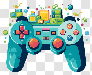 Gaming Controller - Colorful Game Controller Illustrative Design Transparent PNG