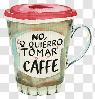Coffee - Coffee Cup With Spanish Text Transparent PNG