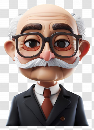 3d Old Man Avatar - Cartoon Grandfather In Formal Attire Transparent PNG