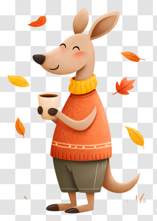 Kangaroo Holding Coffee - Kangaroo With Coffee Transparent PNG