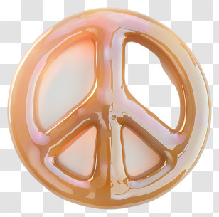 Peace Sign - Golden Glossy Peace Symbol Transparent PNG