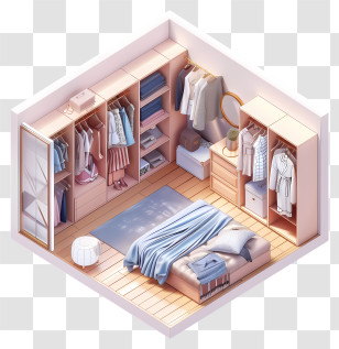 Dressing Room - Cozy Bedroom With Organized Closet Transparent PNG