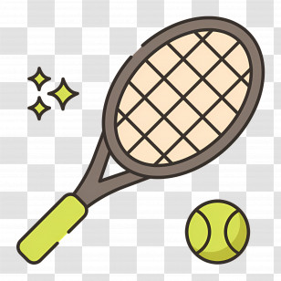 Tennis Racquet - Tennis Racket And Ball Illustration Transparent PNG