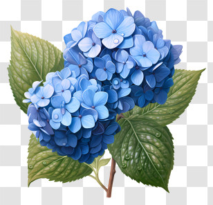Realistic Style Hydrangea Flower - Beautiful Blue Hydrangea Flowers Transparent PNG