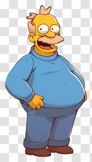 Grandpa Simpson - Cartoon Illustration Of A Smiling Old Man Transparent PNG